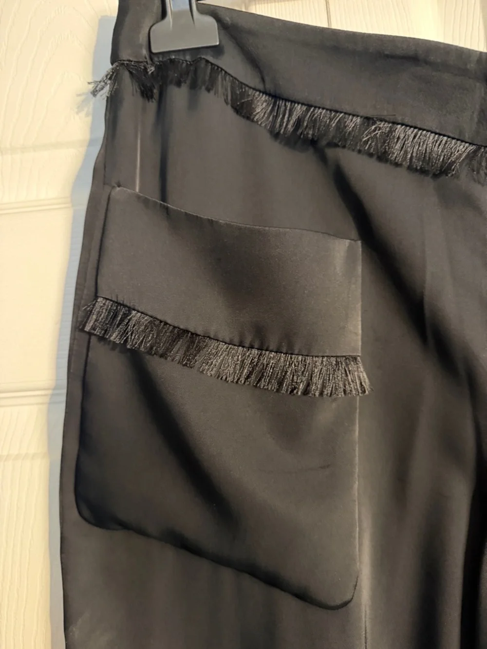 Black Chanel fringe viscose pants. FR42